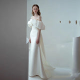 Cloud First Word Shoulder Light Wedding Dress 2026 Spring New Bride Wedding French-Style Stux Tailing Annual Dress HZ0517