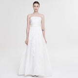 One-Word Shoulder White Chested Light Wedding Dress 2025 New Sleeveless Simple Waist-Duffed Temperament Seaside Holiday Dress HZ0517