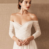 French Retro Light Wedding Dress Bride Shoulder Temperament Lightweight Outdoor Church Super Fairy Simple Go Out Yarn HZ0517