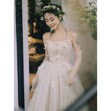 French Retro Light Wedding Dress 2026 New Bridal Sen Twilight Yarn Shooting Exterior Small Tail Dress HZ0517
