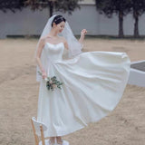 Sing Noodle French Light Wedding Dress 2026 Spring New White Simple Bride Wedding Certificate Registration Dress Female HZ0517