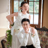 Morning Robe Bride Married Go Out Of The Sison Super Fairy Landscape Travel Studio Theme Wedding Dress HZ0517