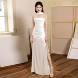 2026 French Light Wedding Dress Bride White Simple Thin Dress Adult Ceremony Banquet With A Front-Faced Morning Dress Woman HZ0517