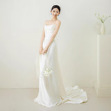 French-Style Fascling Dress White Simple High-End Feeling Bridal Engagement Tug-Bride Twilight Dress Dress Dress Dress HZ0517