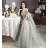 Gray Birthday Birthday Evening Dress Dress Host High-End High-End Feeling 18-Year-Old Adult Gift Art Exam Engagement Morning Robe HZ0517