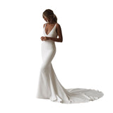 White Fishtail Dress 2026 Spring New Deep V-Neck Repair Bare Back Tail Wedding Dress HZ0517