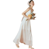 Suspension Light Wedding Dress Photo Shoot Super Fairy Simple White Thin Korean Seaside Photo Card Registration Small Dress Summer HZ0517