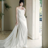 French Light Wedding Dress 2026 New Braping Niche Light Acetate Fascination Removable Engagement Welcome Yarn HZ0517