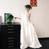 Travel Shot Wedding Dress With Breast-Wearing Engagement On-Faced Yarn Dress Certificate Registration Niche Morning Robe Bride Going Out Yarn HZ0517