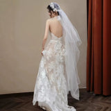 Bride Wedding Morning Robe Dinner Birthday Party Mori Fairy Lace Light Wedding Dress HZ0517