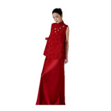 Evening Dress New Chinese Red Engagement Tour To Get The Bride Dinner Toast Long Sleeveless National Style Dress HZ0517