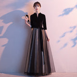 Evening Dress 2026 New Spring Vocal Art Exam Evening Dress Female Black Annual Temperament Host Long HZ0517