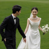 Light Wedding Sling Ribbon 2026 New Winter Bridal Scene Travel Shoot Yarn Female Star Travel Dress Female HZ0517