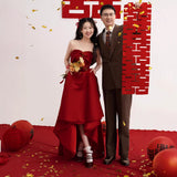 A Toast To The Bride's High-End Feel Breasted Engagement Dress Red Wedding Back Door To Thank The Banquet Evening Dress HZ0517