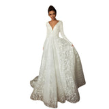 Wedding Dress 2026 New Long-Sleeved Tail Wedding Dress Sexy V Bare Back Light Wedding Dress HZ0517