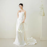 French-Style Fascling Dress White Simple High-End Feeling Bridal Engagement Tug-Bride Twilight Dress Dress Dress Dress HZ0517