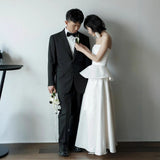 French Brated Light Wedding Dress Bridal High-End Simple Densate Certificate Registration Small White Dress Engagement White Dress HZ0517