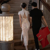 Engagement Cheongsam New Chinese Toasting Bridal Temperament Dress Back Door Dress Light Luxury Niche High-End HZ0517