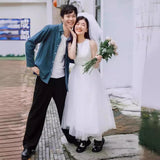 French Light Wedding Dress 2026 New Travel Photo Certificate Registration Small White Dress To Welcome The Sling Dress HZ0517
