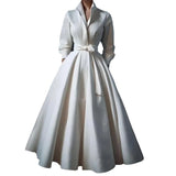 French Light Wedding Dress Bride Retro Simple Mori Long Dress Temperament V Collar Yarn Long Sleeve Evening Dress HZ0517