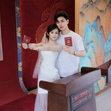 Smear The Breast Light Wedding Street Shooting Senior Sense Certificate Registration Small Man Temperament Simple Welcome Door Yarn Engagement Dress HZ0517