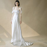French Light Wedding Dress 2026 White Simple Super Fairy Dream Welcome Out Of The Yarn Temperament Tug-Taild And Sbutted Face Thin Dress HZ0517