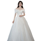 French Light Wedding Bride 2026 New Word Shoulder-Singing Noodles Main Yarn Large Code Simple Out Of The Yarn Welcome Yarn Travel Shot HZ0517