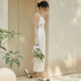 French-Style Sling Sling Bridal Bridal Bridal Registration Certificate Go Out Light Wedding Banquet Birthday Temperament Evening Dress White Dress HZ0517