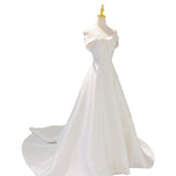 French Light Wedding Dress 2026 New Winter Bride Simple Temperament Long Tail Yarn Shoulder-Spea-Sing Noodle Dress HZ0517