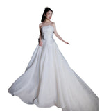 Purely Lusty Small Tail Light Yarn 2026 New Bridal Wedding Simple To Go Out To Welcome The Yarn Super Fairy White Dress Dress HZ0517