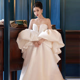 French Main Wedding Dress 2026 New Bridal Densate Twilight Yarn Yarn Twilight Yarn Tug-Tail Retro Heavy Industry Sense Light Wedding Dress HZ0517