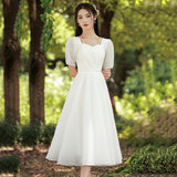 White Dress Registration Certificate Dating Small White Dress Women Usually Can Wear French Dress Engagement Dress Summer HZ0517