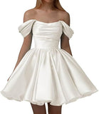 New Word Shoulder Ball Evening Dress 2026 Summer Short Foldless Shoulder-Free Party Adult Dress HZ0517