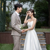 Mori Simple Sling Wedding Dress 2026 New Bridal Travel Shot With A Ribbon Light Wedding Dress Registration Certificate Small White Dress HZ0517