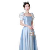 French Evening Dress Women 2026 New Blue At-Augin At The Escape Princess Evening Dress Can Usually Wear A Sweet Design Dress HZ0517
