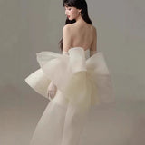 Morning Dress Female Bride With Breasts High-Grade Feeling Small Small Wedding Dress Wedding Dress White Birthday Wedding Dress HZ0517