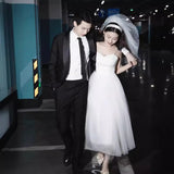 Light Wedding Slings French Retro Bride Wedding Engagement Dress Dress Daily Small Man Certificate Registration Small White Dress HZ0517