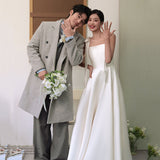 French Slings Light Wedding Dress Small Bride Simple Densoodle Certificate Registration Small White Dress Engagement Small Dress Daily HZ0517