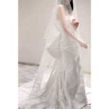 Sinter Light Wedding Dress 2026 New Winter Bride Go Out Yarn French Bow Brated Fishtail Wedding Dress Tail Woman HZ0517