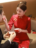 Bride Toast Suit 2026 New New Chinese Style Wine Red Dress Red Dress To The Engagement Cheongsam Toast HZ0517