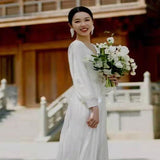 French Light Wedding Dress 2026 Spring New Bridal Travel Simple Dress License Small White Dress Woman HZ0517