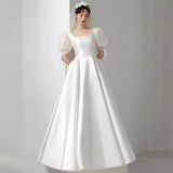 French-Style Linden Light Wedding Dress Summer New Sweet Princess Style Simple Yarn Bride Engagement Welcome Dress Dress HZ0517