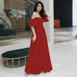 White Dress Woman 2026 New Banquet Temperament Long Dress Party Shoulder Brag Evening Dress HZ0517