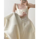 White Retro Sling Dress Card Small Dress Card Small White Dress Temperament Thin Evening Dress Party Party Small Dress HZ0517