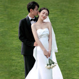 French Brao-Smeared And Light Wedding Dress Bride Shoots Simple Stux High-End Feeling To Go Out Yarn Fishtail Exterior Dress Dress HZ0517