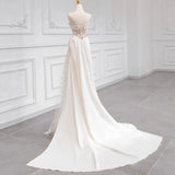 French Light Wedding Dress Bride Slanted Shoulder Linen Yarn Lace Bra Toast Dress Small Tail Welcome Dress HZ0517