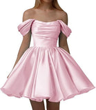New Word Shoulder Ball Evening Dress 2026 Summer Short Foldless Shoulder-Free Party Adult Dress HZ0517