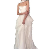 French Bra-Tendered And Light Wedding Dress Bride Morning Dress Female Travel Shot Sen Series Super Fairy White Evening Dress Wedding Welcome Go Out Yarn HZ0517