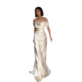 French White Shoulder Light Wedding Dress 2026 New Winter Fasley Bride Wedding Welcome Banquet Evening Dress Woman HZ0517
