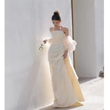 French Light Wedding Dress Yarn 2026 Bridal Exterior Pat Light Yarn Dress Dress Light Luxury Small Welcome Yarn Morning Robe HZ0517